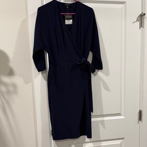 Topshop Dark Blue Long Sleeve Dress